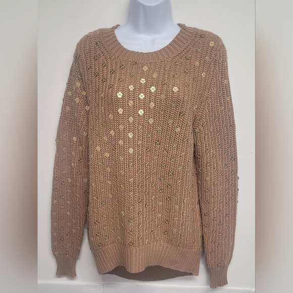 Michael Kors New Without Tags Knit Sweater Gold Sequins S - Picture 1 of 4